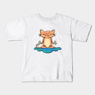 Yoga Spiritual Cat Pet Owners Kids T-Shirt